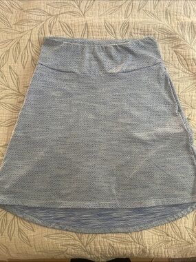 MPG Light Blue High-Low Skirt with Subtle Chevron Texture